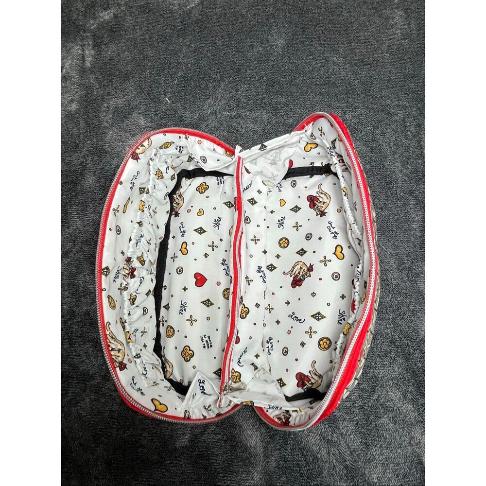 Brighton Wild Love Cosmetic Makeup Bag Travel Organizer Hearts Leopard Print Red - Picture 5 of 6